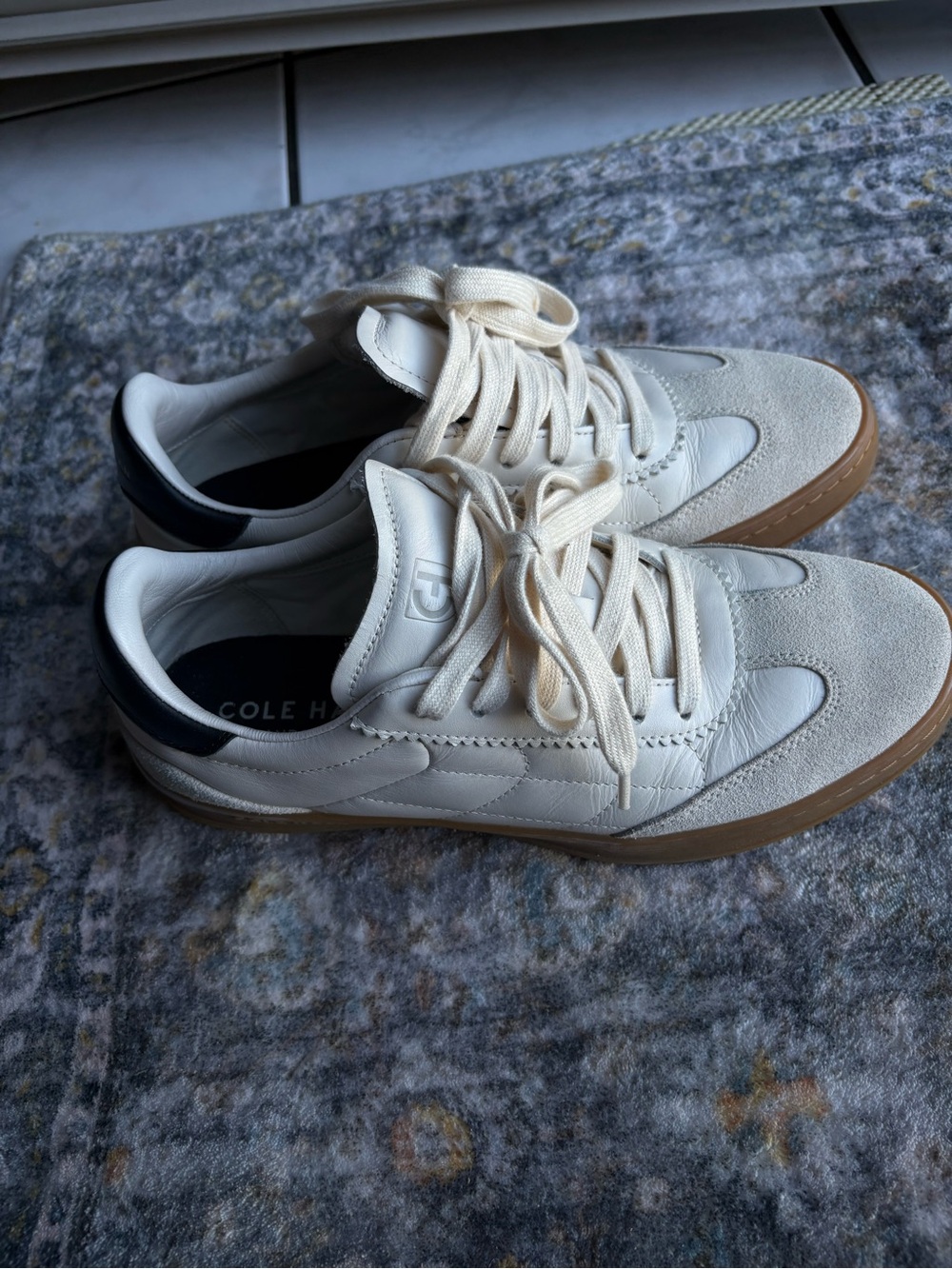 Cole Haan Cream Leather & Suede Sneakers